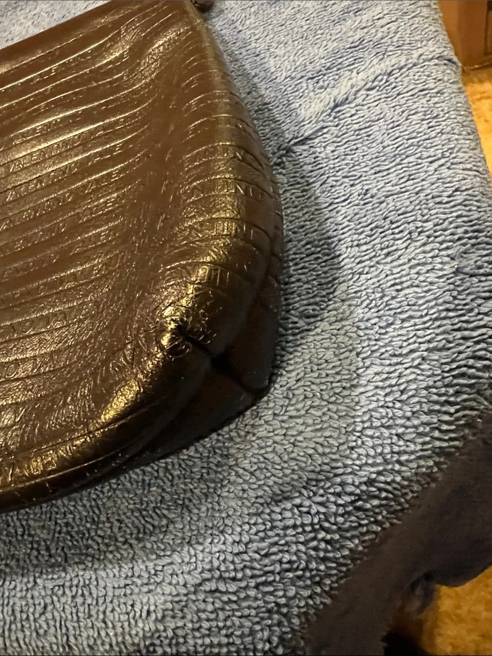Valentino Black Leather V-Emblem Horizontal Embossed Clutch